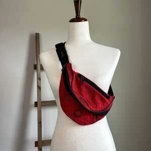 Vintage 90s Perry Ellis Fanny Pack Belt Bag Nylon Red with Black Strap
